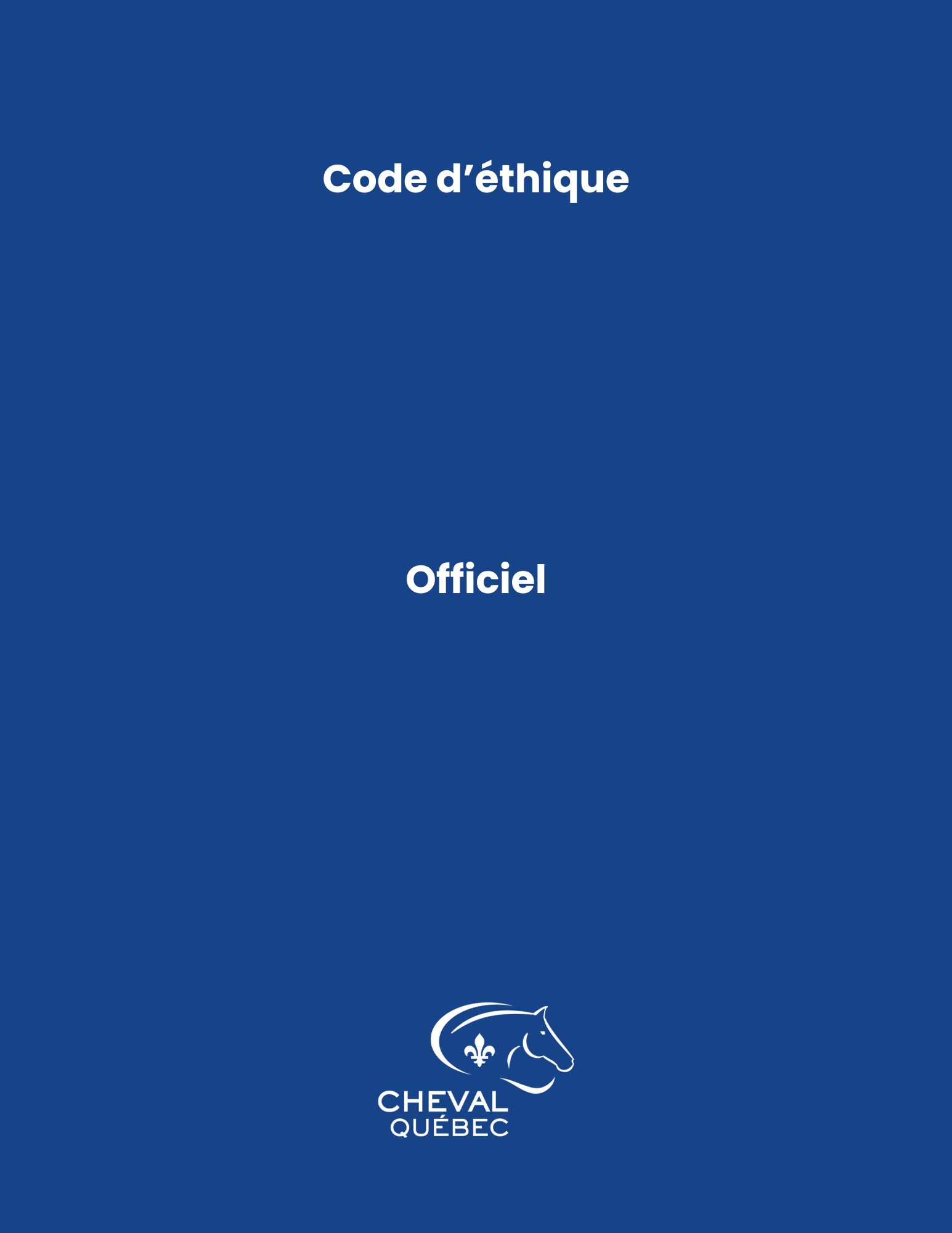 Code d'éthique - Officiels Cheval Québec
